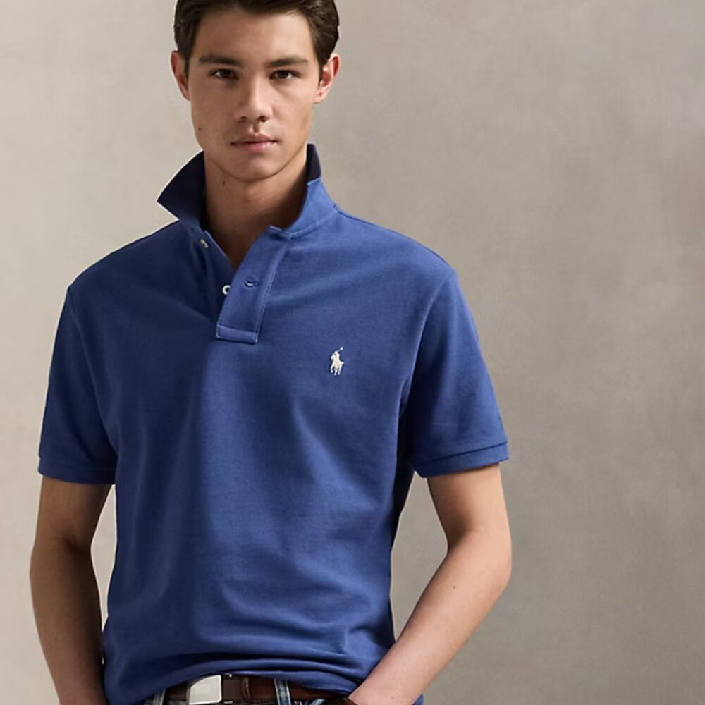 Polo Ralph Lauren Stretch Mesh Custom Slim Fit Polo - Navy Blue